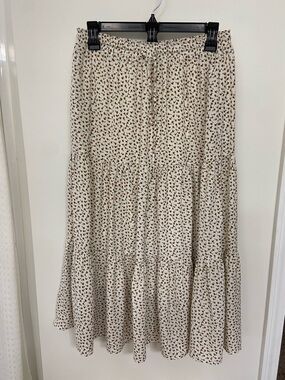 Wishlist Cream Maxi Skirt with Brown Floral Print